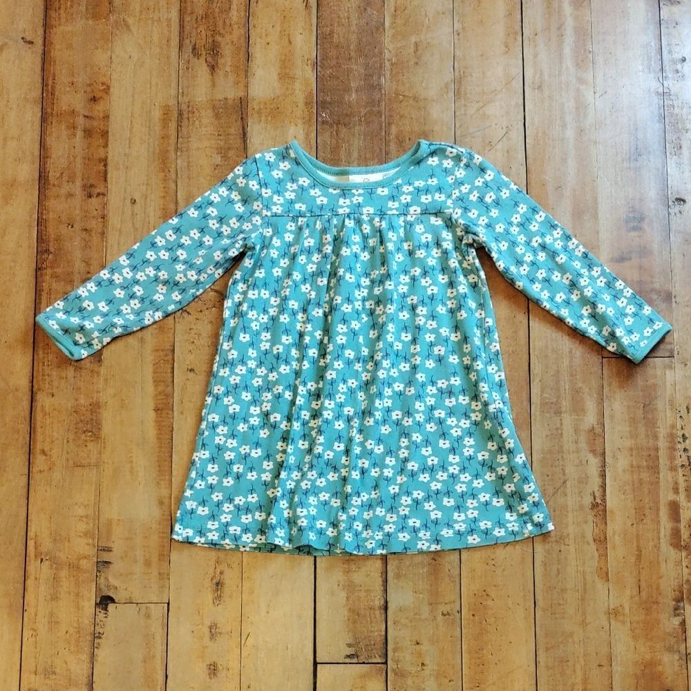 Hanna Andersson dress size 4 Blue Floral Cotton Long Sleeve Dress